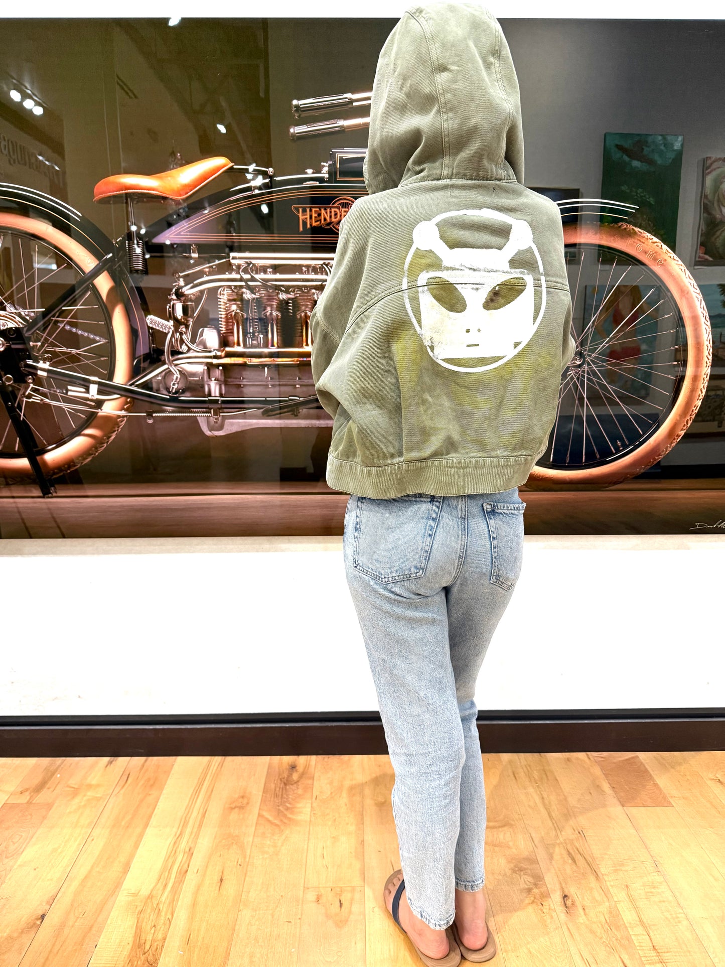 Woman's Alien Robot Hoodie Motorcycle Jacket (Small) One of a Kind