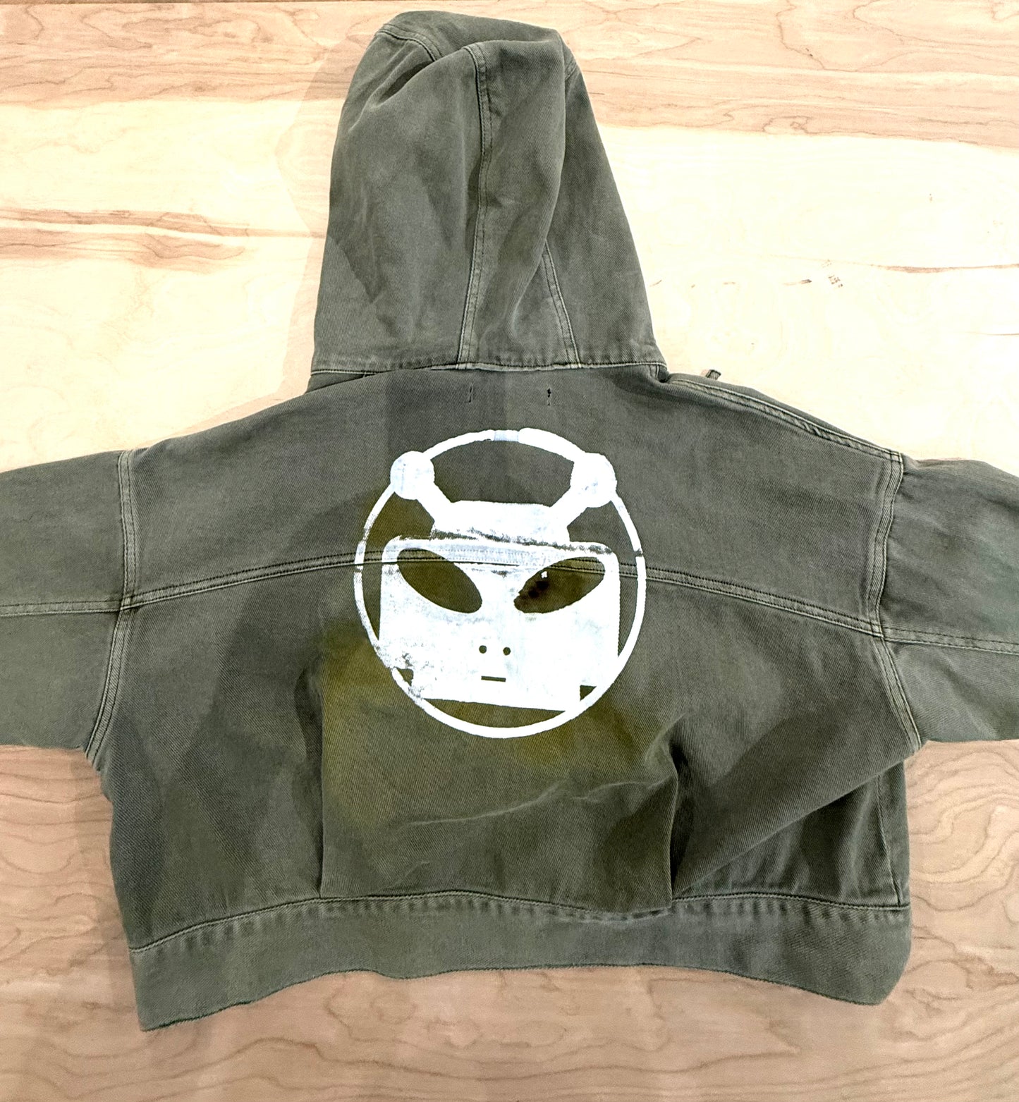 Woman's Alien Robot Hoodie Motorcycle Jacket (Small) One of a Kind