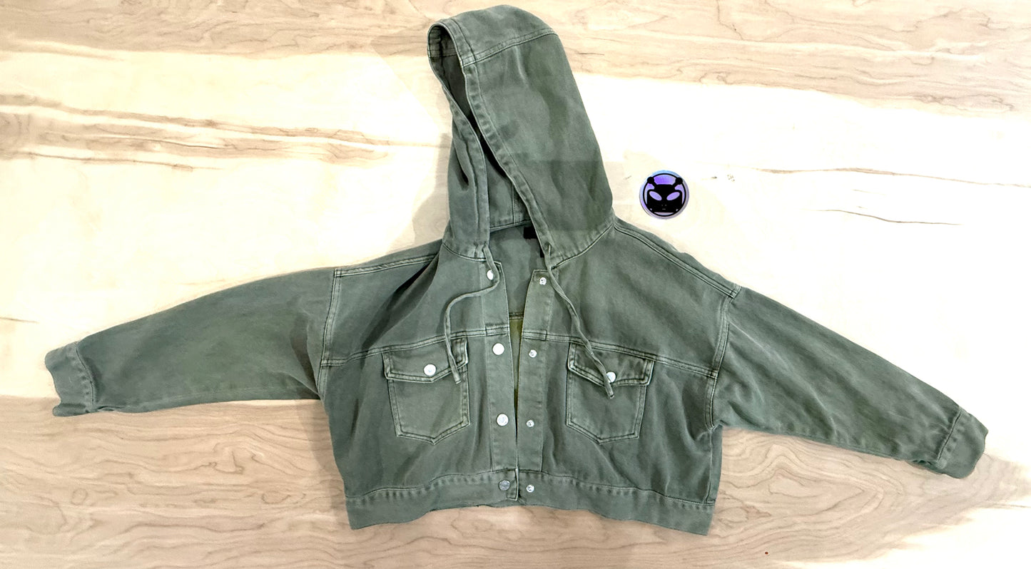Woman's Alien Robot Hoodie Motorcycle Jacket (Small) One of a Kind
