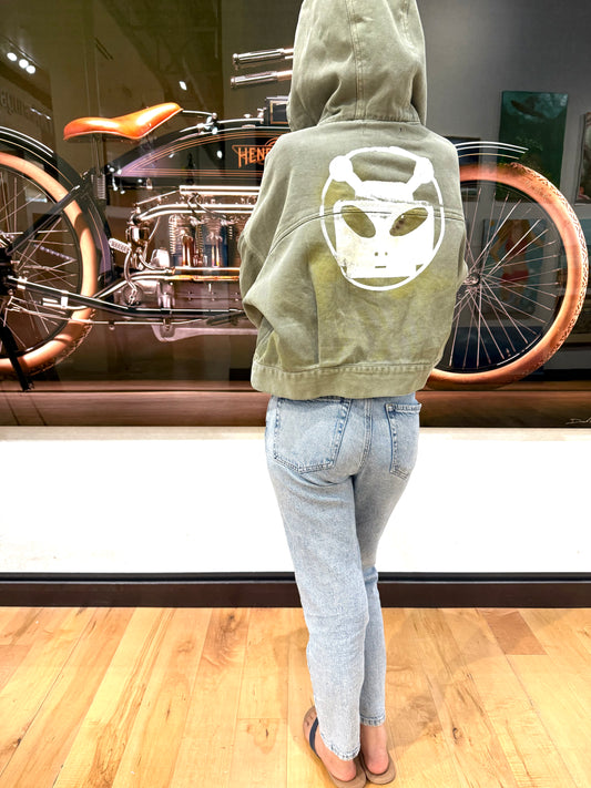 Woman's Alien Robot Hoodie Motorcycle Jacket (Small) One of a Kind