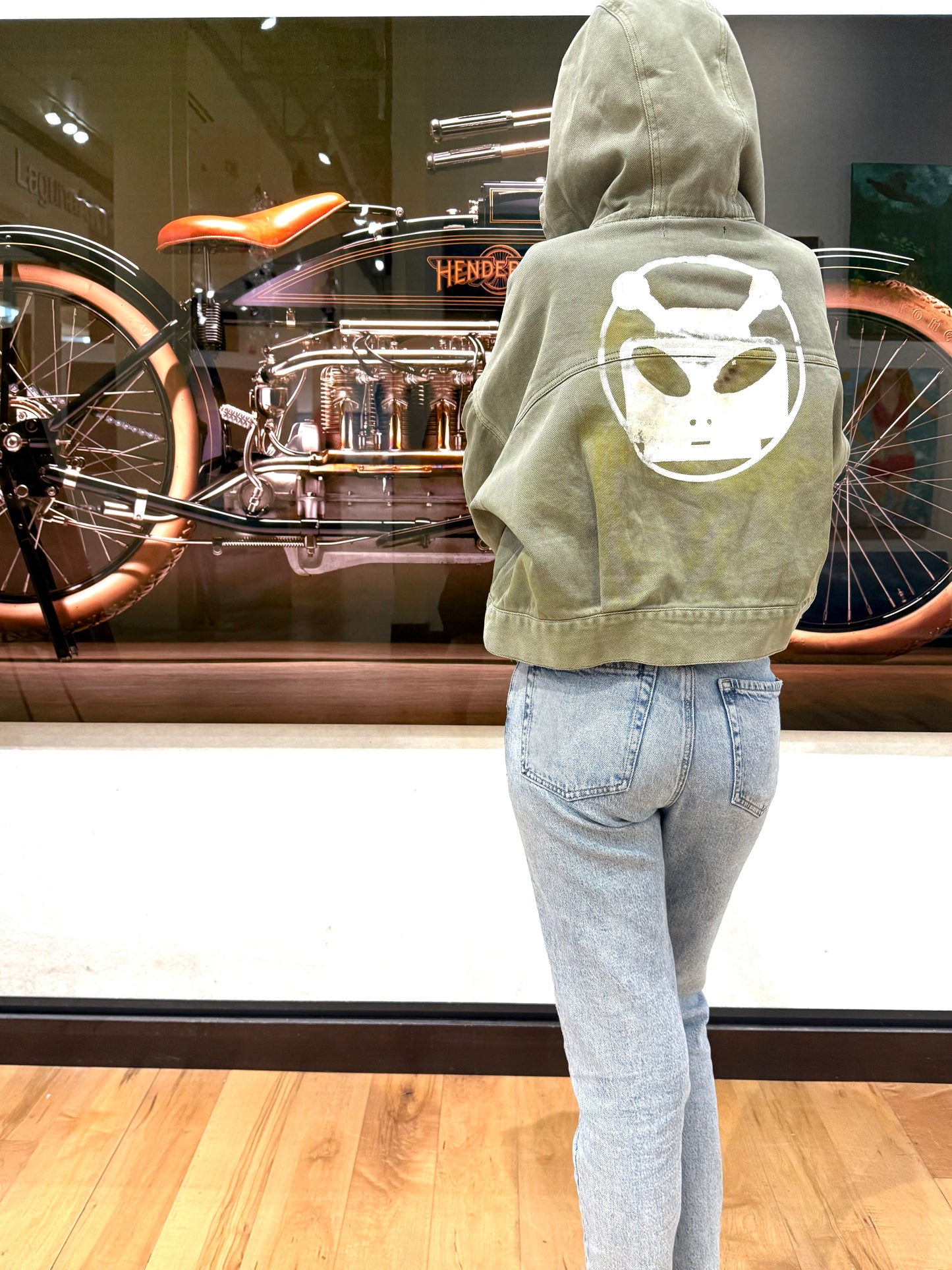 Woman's Alien Robot Hoodie Motorcycle Jacket (Small) One of a Kind