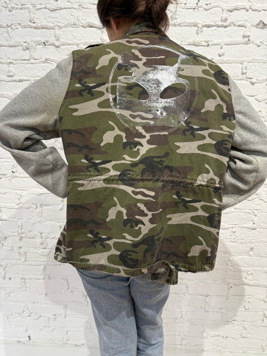 Woman's Alien Robot Cotton Jacket One of a Kind Camo Logo 004 - FREE SHIPPING