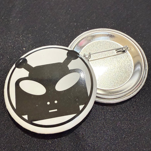 Alien Robot PIN 2" Black and White