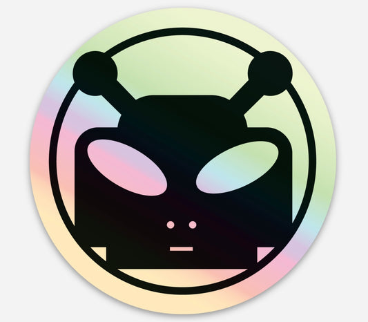 Alien Robot Sticker 3" Hologram