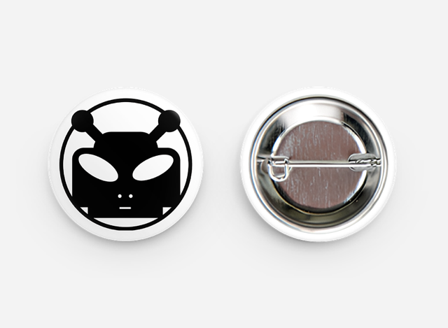 ARM Alien Robot Museum human rights logo pin